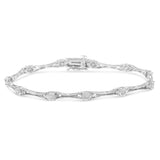 925 sterling silver tennis bracelet with miracle-set round diamond stones thumbnail 1