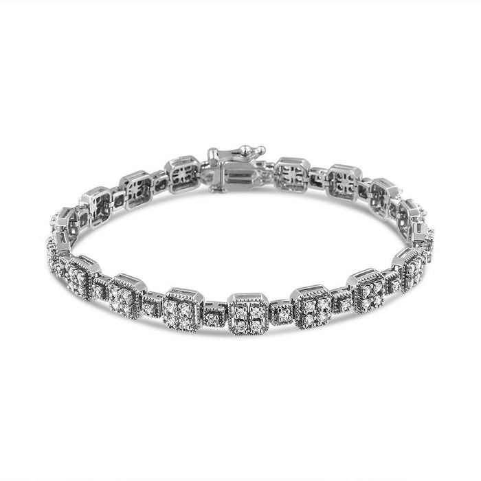 10K Gold 2.0 Cttw Diamond Square Link Bracelet (J-K Color, I2-I3 Clarity) - Size 7.25