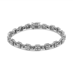 10K Gold 2.0 Cttw Diamond Square Link Bracelet (J-K Color, I2-I3 Clarity) - Size 7.25