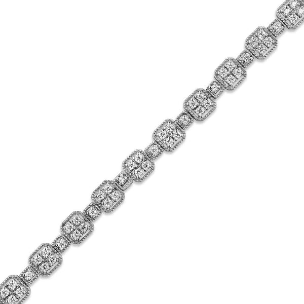 10K Gold 2.0 Cttw Diamond Square Link Bracelet (J-K Color, I2-I3 Clarity) - Size 7.25