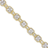10K Yellow Gold 2.0 Cttw Diamond Square Link Bracelet (J-K Color, I2-I3 Clarity) - Size 7.25