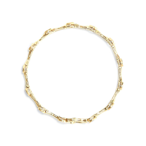 10K Yellow Gold Plated .925 Sterling Silver 1.0 Cttw Miracle Set Diamond Bezel Style Station Link Bracelet (H-I Color, I3 Clarity) - Size 7