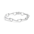 10K white gold bracelet with heart-shaped diamond stones, 2.0 ct total
