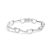 10K White Gold 2.0 Cttw Diamond Heart Link Bracelet