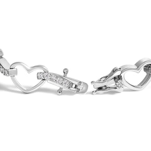 10K White Gold 2.0 Cttw Diamond Heart Link Bracelet-1