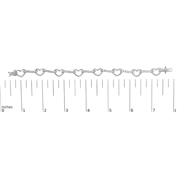 10K White Gold 2.0 Cttw Diamond Heart Link Bracelet