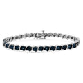 925 sterling silver tennis bracelet with miracle-set blue color diamonds