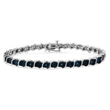 925 sterling silver tennis bracelet with miracle-set blue color diamonds thumbnail 1