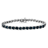 .925 Sterling Silver 1/10 Cttw Miracle-Set Treated Blue Color Diamond Miracle Plate 