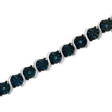 .925 Sterling Silver 1/10 Cttw Miracle-Set Treated Blue Color Diamond Miracle Plate 