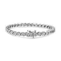 .925 Sterling Silver 1/4 Cttw Diamond Round Miracle Plate and 