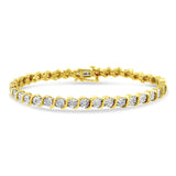 925 sterling silver tennis bracelet with round diamond stones in miracle plates thumbnail 1