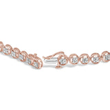 .925 Sterling Silver 1/10 Cttw Diamond Open Circle Beaded Wheel Link Tennis Bracelet (I-J Color, I3 Clarity) - 7.25