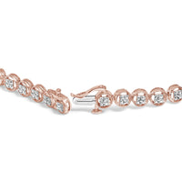 .925 Sterling Silver 1/10 Cttw Diamond Open Circle Beaded Wheel Link Tennis Bracelet (I-J Color, I3 Clarity) - 7.25