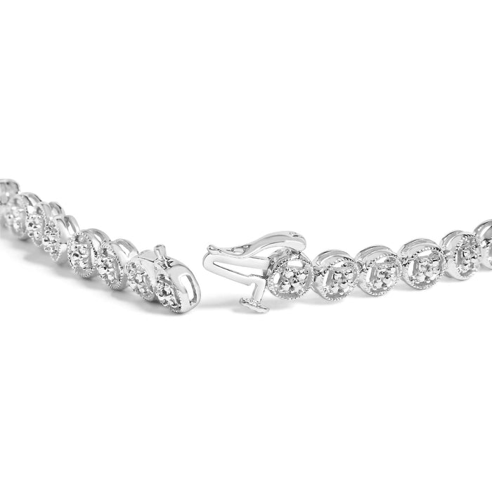 .925 Sterling Silver 1/10 Cttw Diamond Open Circle Wheel Link 7