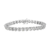 925 sterling silver tennis bracelet with miracle-set round diamond stones thumbnail 1