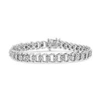 .925 Sterling Silver 1/2 Cttw Diamond Miracle-Set Double Swoosh Wave Style 7