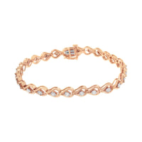 .925 Sterling Silver 1/4 Cttw Diamond Miracle-Set Teardrop Shaped 7” Link Bracelet (I-J Color, I3 Clarity)