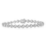 .925 Sterling Silver 1/4 Cttw Diamond Miracle-Set Teardrop Shaped 7” Link Bracelet (I-J Color, I3 Clarity)-1 thumbnail 2