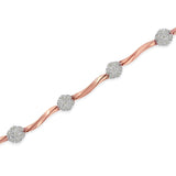 .925 10k Rose Gold Over Sterling Silver 1.0 cttw Diamond Floral Link Bracelet (I-J Color,I3 Clarity)-3 thumbnail 4