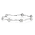 925 sterling silver bracelet with cluster-set diamond stations and twisted bars