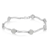 .925 Sterling Silver 1.0 Cttw Diamond Cluster Miracle-Set Station & Twisted Bar 7