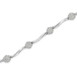 .925 Sterling Silver 1/4 Cttw Diamond Cluster Miracle-Set Station & Twisted Bar 7