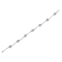 .925 Sterling Silver 1.0 cttw Miracle-Set Diamond 7 Stone Floral Cluster Link Bracelet (I-J Color, I3 Clarity) -7
