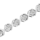 .925 Sterling Silver 1/4 Cttw Miracle-Set Round Cut Diamond 