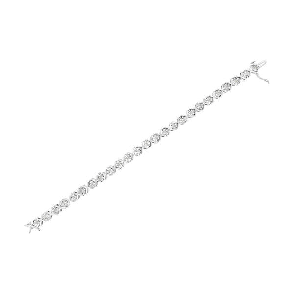 .925 Sterling Silver 1/4 Cttw Miracle-Set Round Cut Diamond 