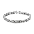 925 sterling silver bracelet with round diamonds in miracle plate links