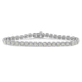 925 sterling silver tennis bracelet with square milgrain-set diamond stones