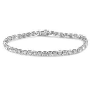 .925 Sterling Silver 1.0 Cttw Diamond Miracle-Set Square Milgrain 7