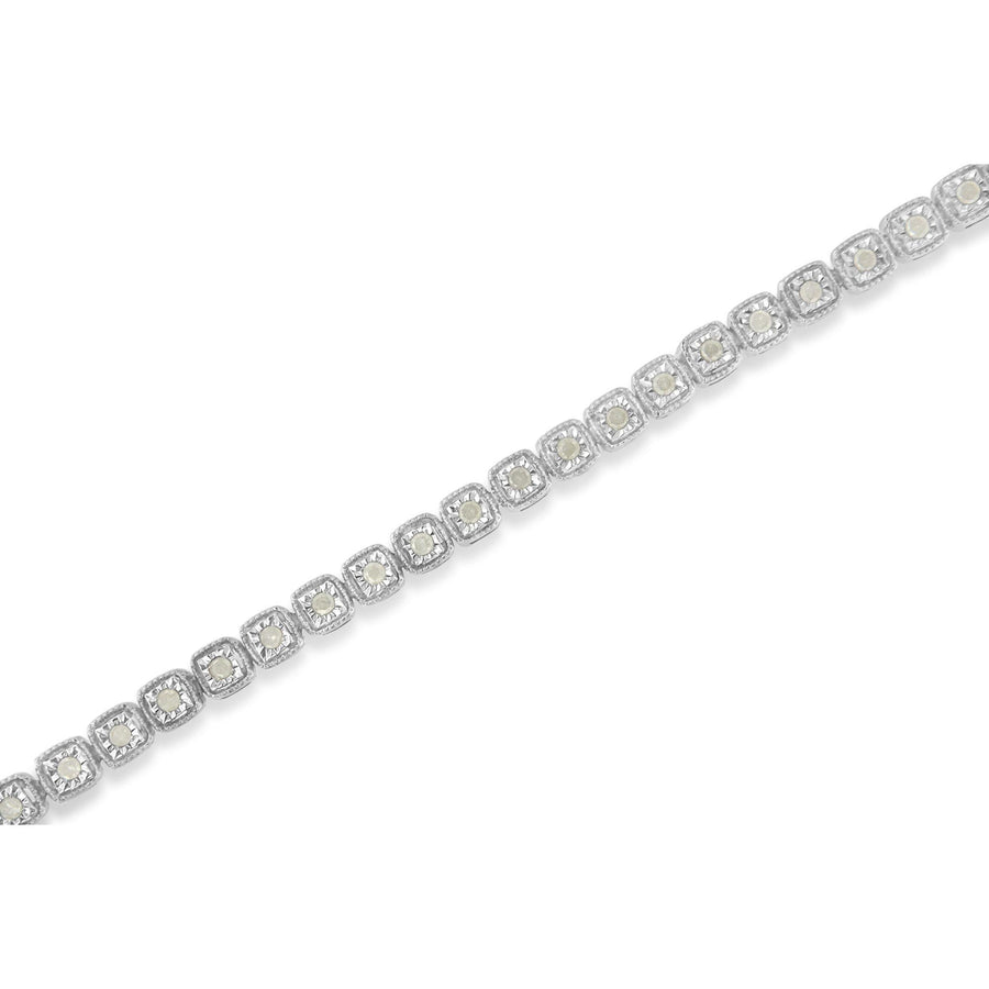 .925 Sterling Silver 1.0 Cttw Diamond Miracle-Set Square Milgrain 7