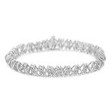 Sterling Silver rose-cut Diamond X-Link Bracelet (1 cttw, I-J Color, I2-I3 Clarity)-1 thumbnail 2