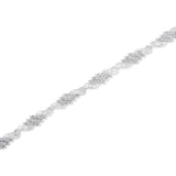 .925 Sterling Silver 1-1/2 Cttw Round and Baguette Cut Diamond Wave Link Bracelet (I-J Color, I2-I3 Clarity) - 7
