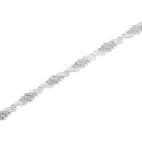 .925 Sterling Silver 1-1/2 Cttw Round and Baguette Cut Diamond Wave Link Bracelet (I-J Color, I2-I3 Clarity) - 7