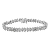 925 sterling silver tennis bracelet with round diamond stones in a line thumbnail 1