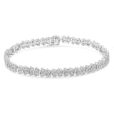 .925 Sterling Silver 1.0 Cttw Chevron 2 Stone Arrow Link Tennis Bracelet (I-J Color, I3 Clarity) - 7”-1 thumbnail 2