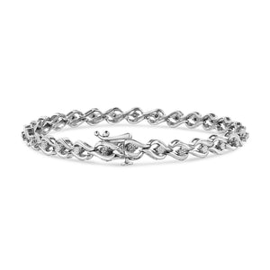 .925 Sterling Silver 1/10 Cttw Round-Cut Diamond Links of Flame Bracelet (I-J Color, I3) - 7.25