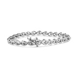 .925 Sterling Silver 1/10 Cttw Round-Cut Diamond Links of Flame Bracelet (I-J Color, I3) - 7.25