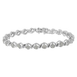 925 sterling silver cluster bracelet with 1 ct round diamond stones thumbnail 1