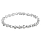 Sterling Silver Diamond Cluster Link Bracelet (1 cttw, I-J Color, I2-I3 Clarity)-1 thumbnail 2