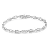 Sterling Silver Diamond Link Bracelet (0.5 cttw, I-J Color, I3 Clarity)-1 thumbnail 2