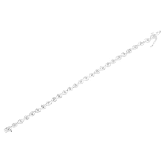 .925 Sterling Silver 1/2 Cttw Rose Cut Diamond Almond Shape Link Tennis Bracelet (I-J Color, I3 Clarity) - 7” 