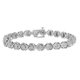 925 sterling silver X-link tennis bracelet with round diamond stones thumbnail 1