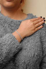.925 Sterling Silver 1.00 Cttw Diamond C-Shaped Link Bracelet (I-J Color, I3 Clarity)-4 thumbnail 5