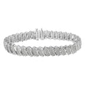 925 sterling silver bracelet with multi-row cluster diamond stones