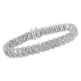 .925 Sterling Silver 3.0 Cttw Diamond Multi Row Cluster Slanted Wave Link 7-¼” Tennis Bracelet (I-J Color, I2-I3 Clarity)-3 thumbnail 4