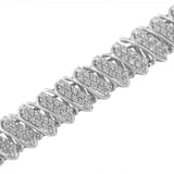.925 Sterling Silver 3.0 Cttw Diamond Multi Row Cluster Slanted Wave Link 7-¼” Tennis Bracelet (I-J Color, I2-I3 Clarity)-4 thumbnail 5